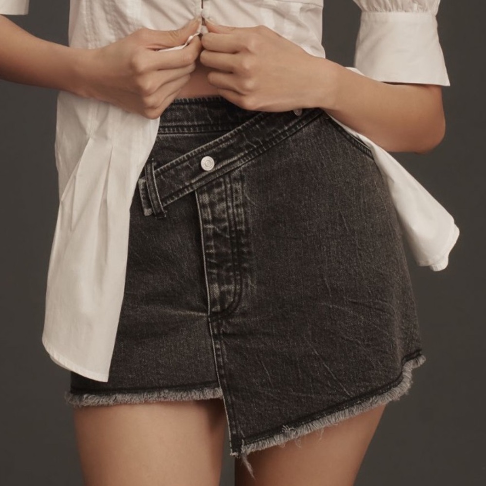 Anthropologie brand new with tags 
PILCRO MOTO WRAP DENIM MINI SKIRT
